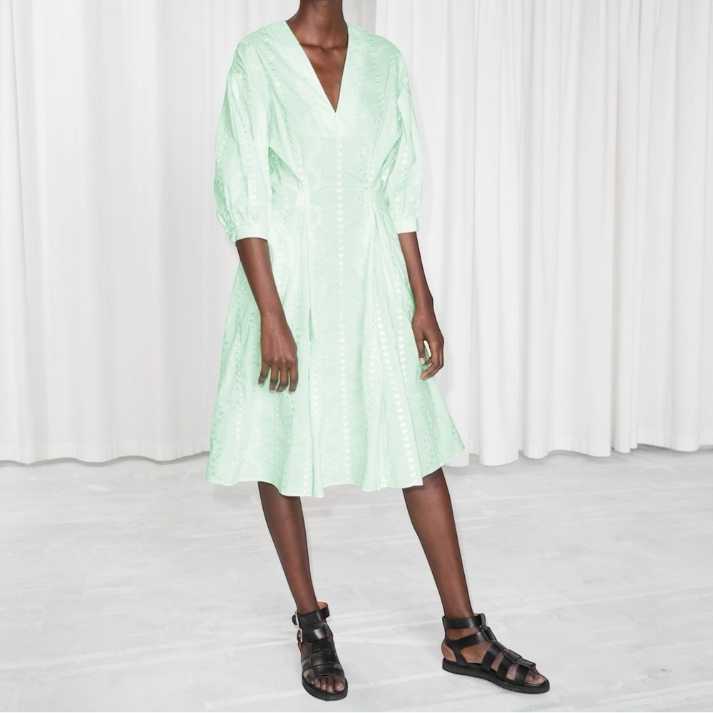 & OTHER STORIES Butterfly Embroidered Fit &‎ Flare Midi Dress
